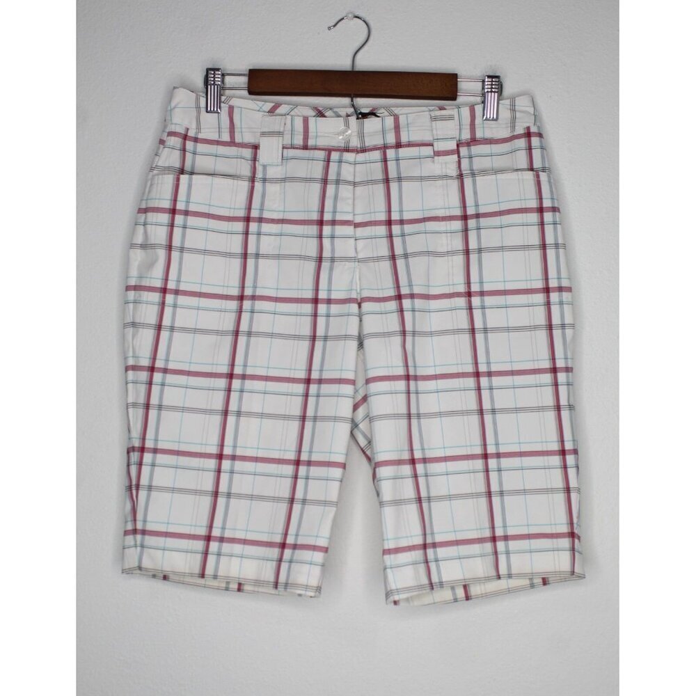 SLAZENGER Plaid Golf‎ Shorts Women's 6 White Pink Athletic Stretchy Pickleball